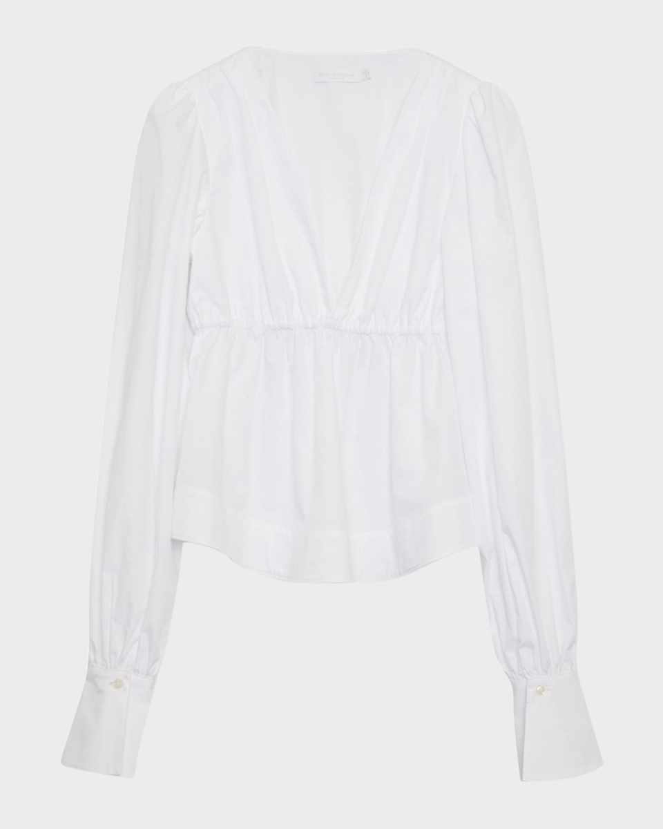 Dominique Pleated Cotton Poplin Top